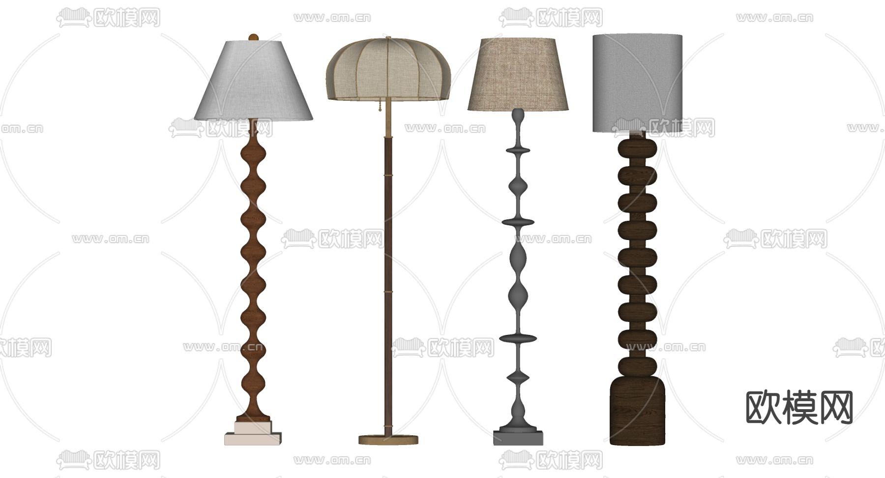 中古风落地灯su模型下载（渲染图2）