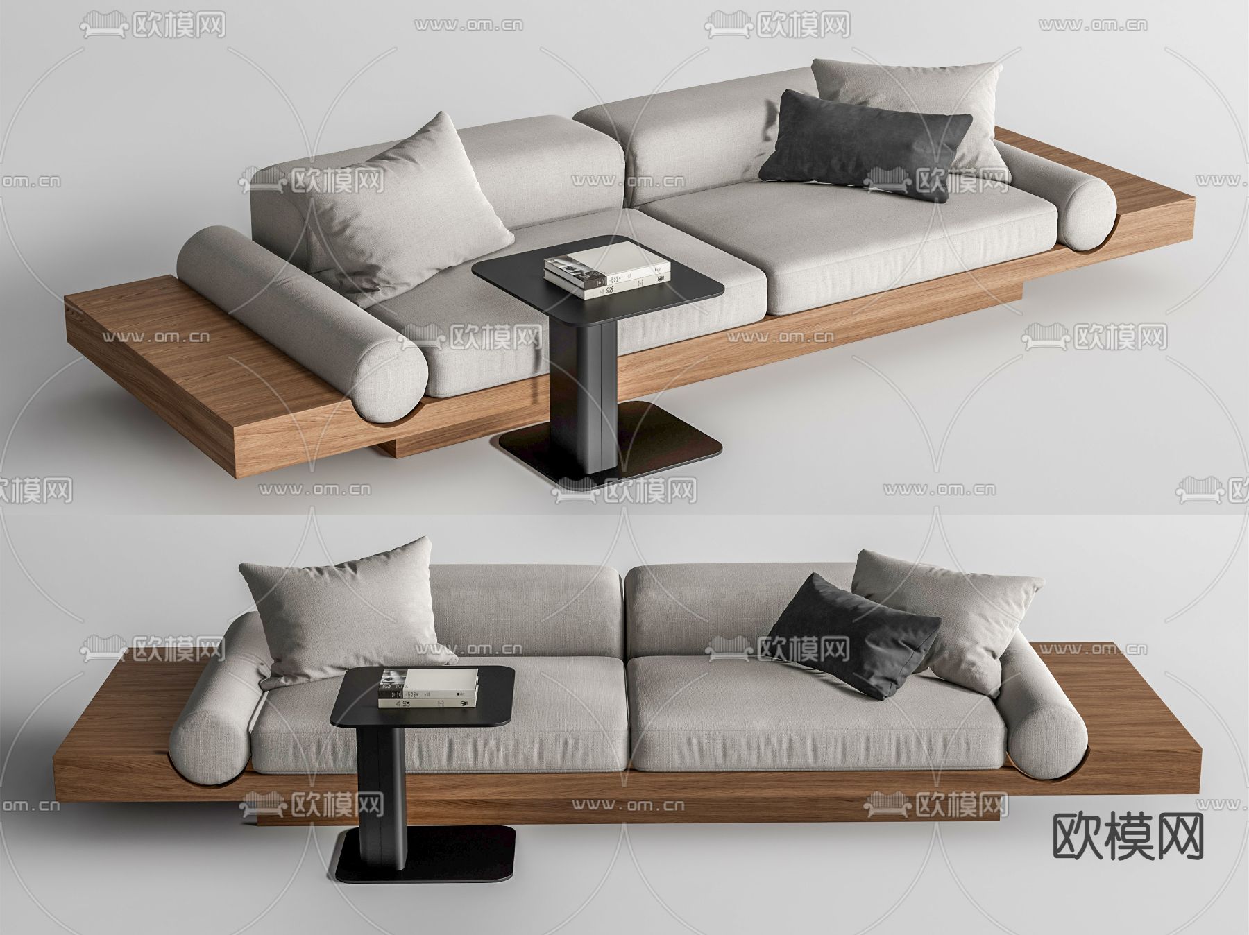 日式多人沙发su模型下载（渲染图1）