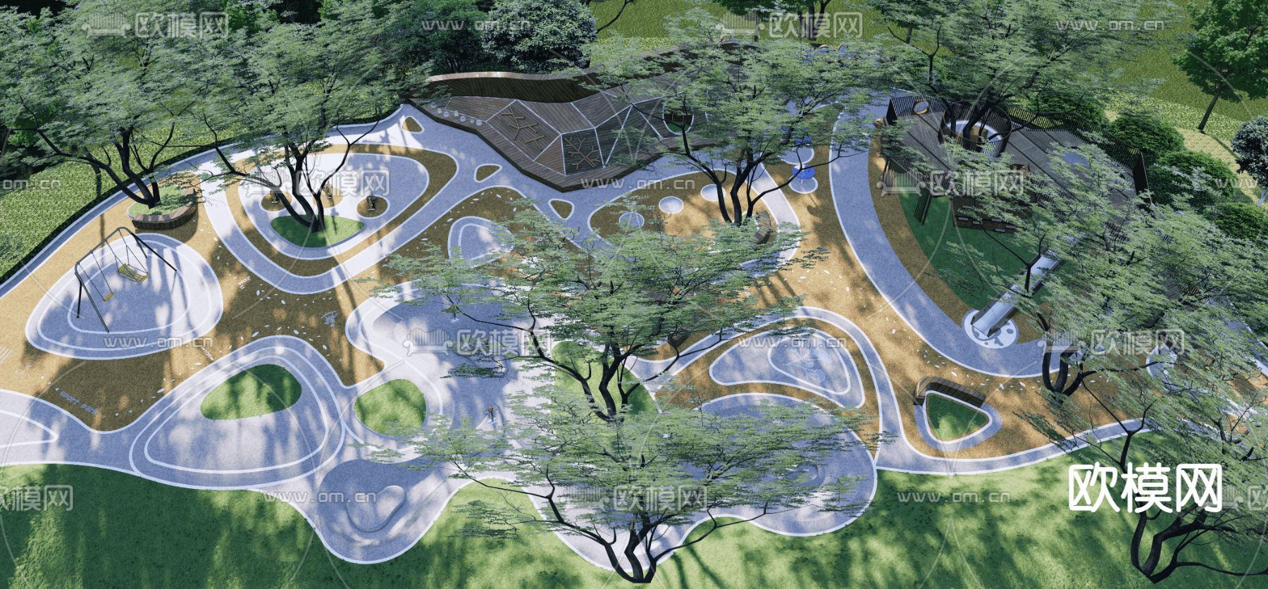 儿童活动场地 探险游乐区su模型下载（渲染图2）