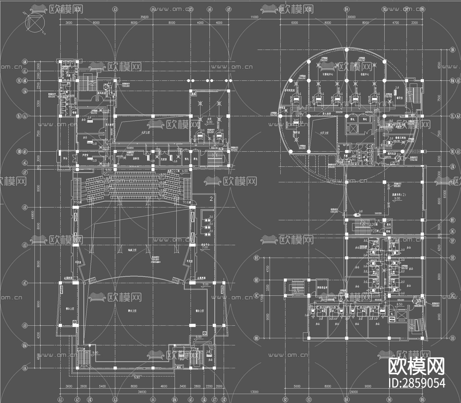 中央空调系统图cad大样图下载（渲染图2）