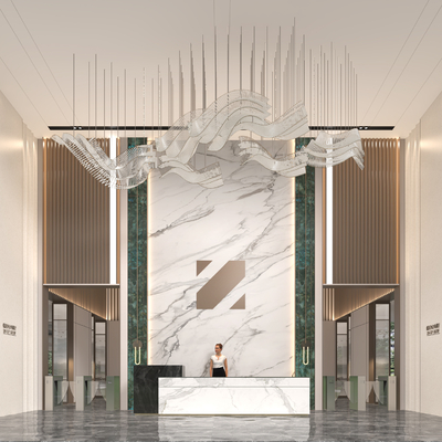  现代公司大堂su模型 