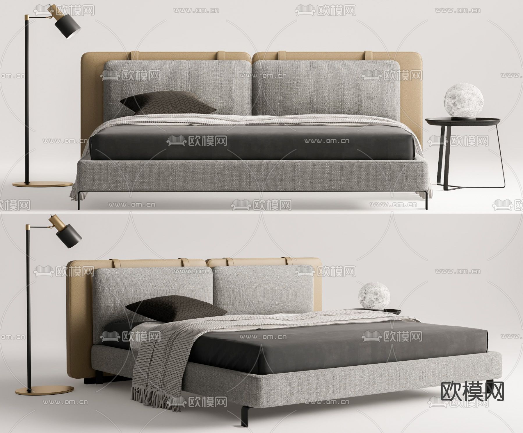 Minotti 双人床su模型下载（渲染图1）