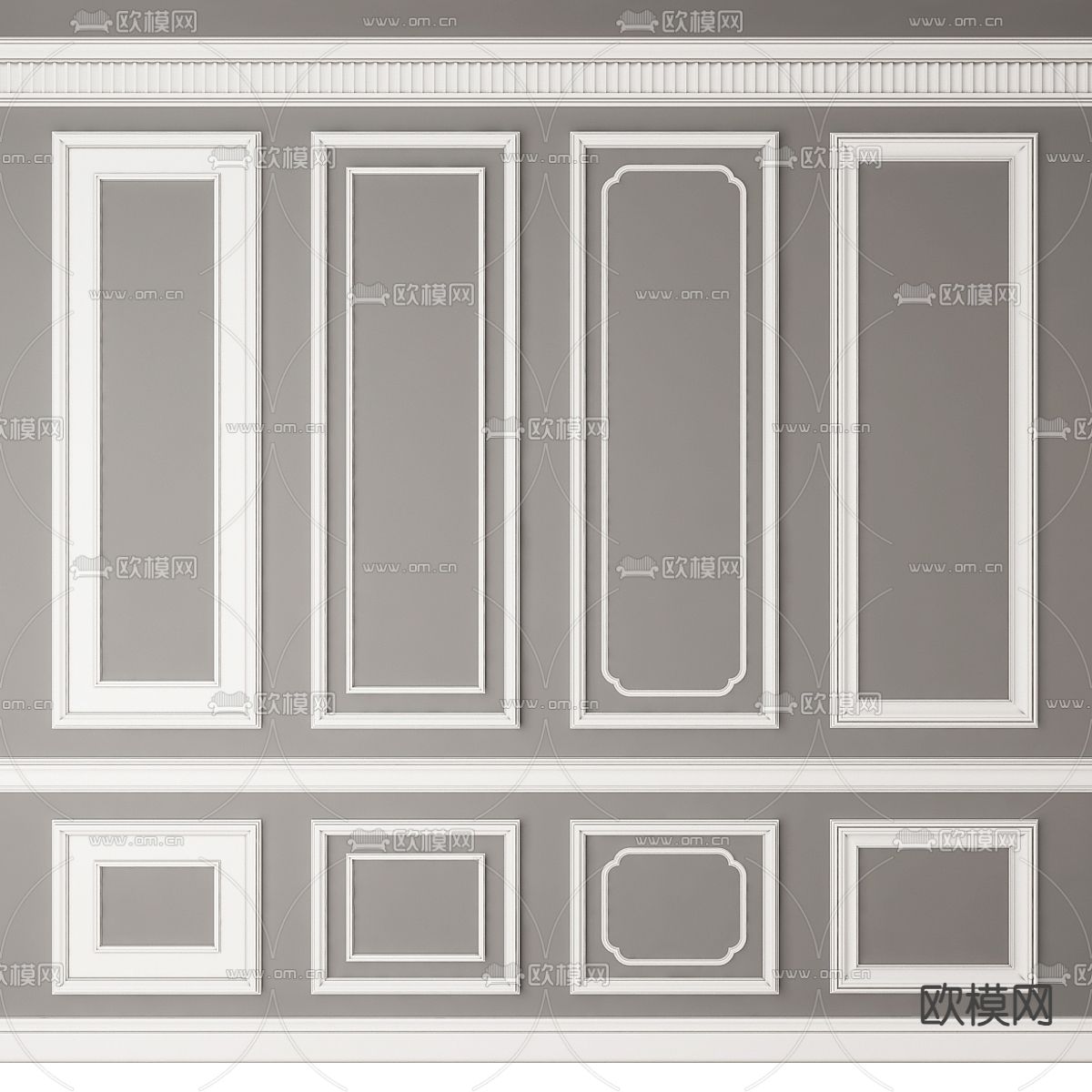 简欧石膏线 护墙板su模型