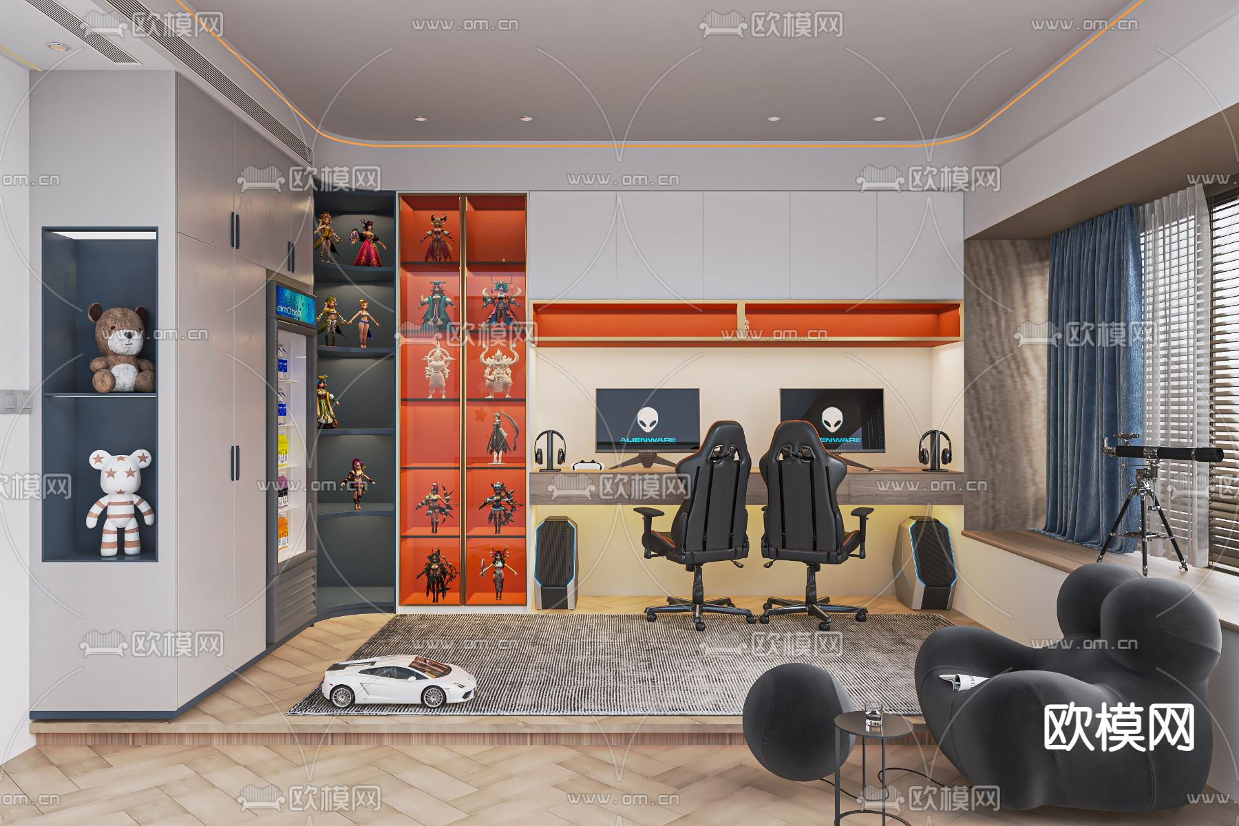 电竞室 电脑房 娱乐室3d模型下载