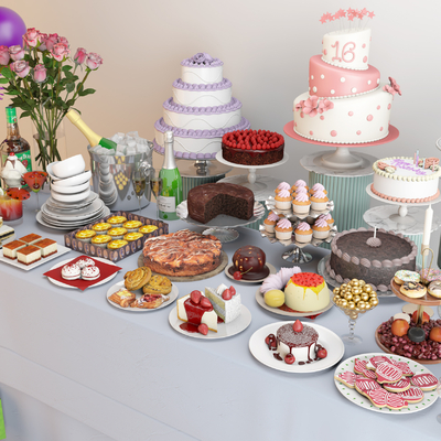  蛋糕 面包 食物 饮料su模型 