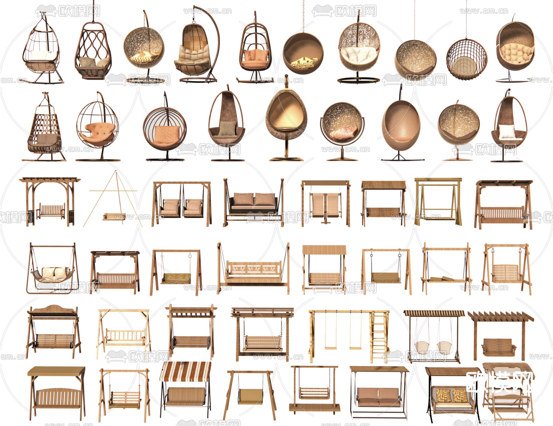 现代吊椅 秋千椅su模型下载