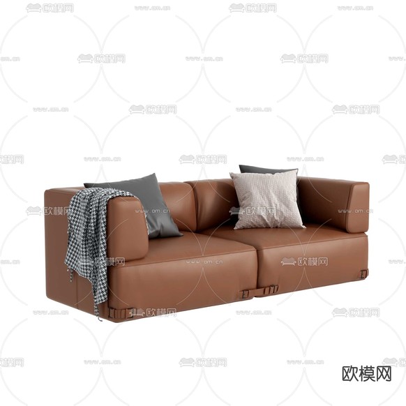 双人沙发 皮革沙发3d模型下载