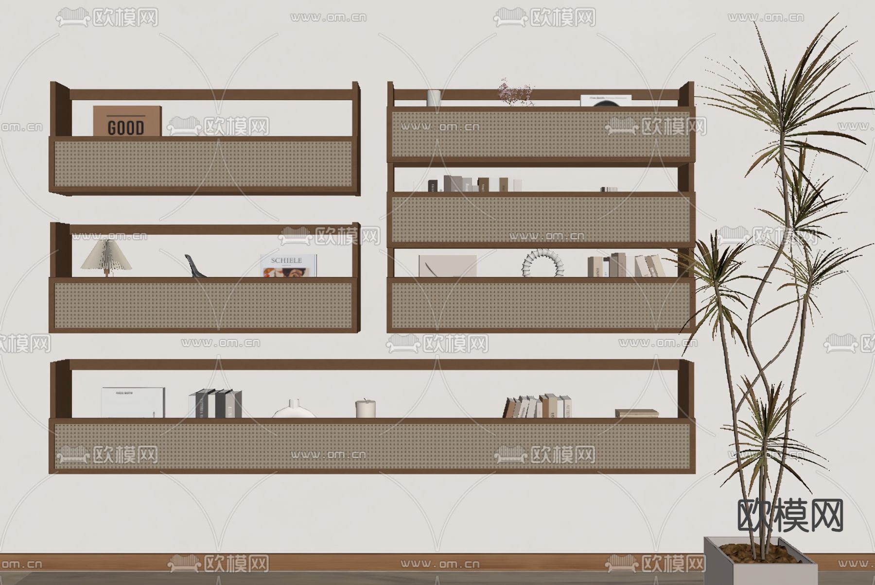 侘寂壁架 置物架su模型下载（渲染图2）
