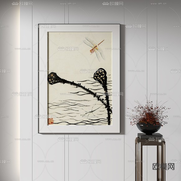 中式装饰画 水墨画 艺术画3d模型下载