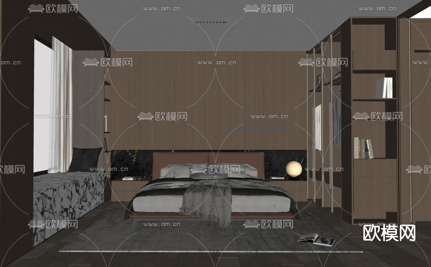 现代卧室su模型下载（渲染图2）