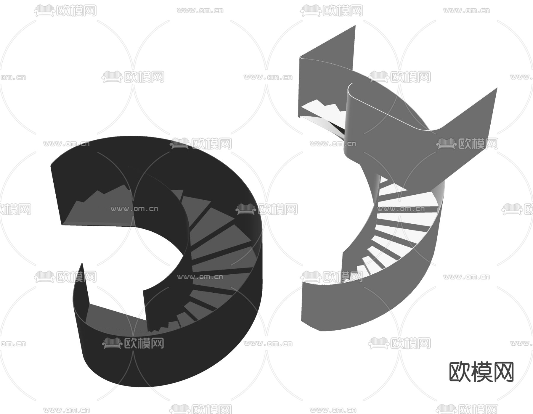 现代楼梯su模型下载（渲染图2）