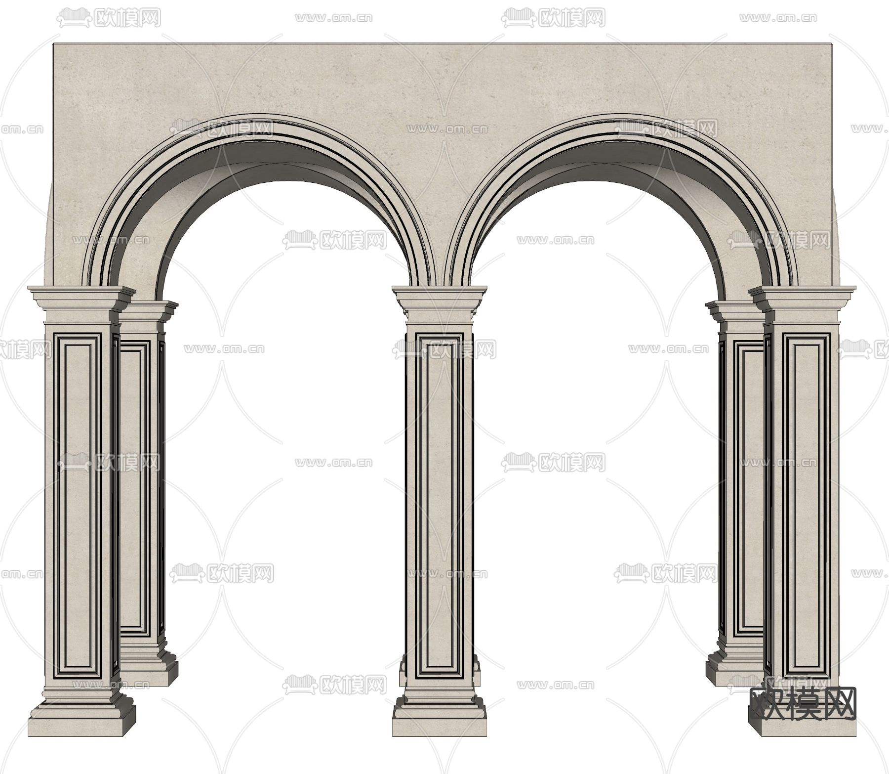 欧式罗马柱 拱形门洞su模型下载（渲染图2）