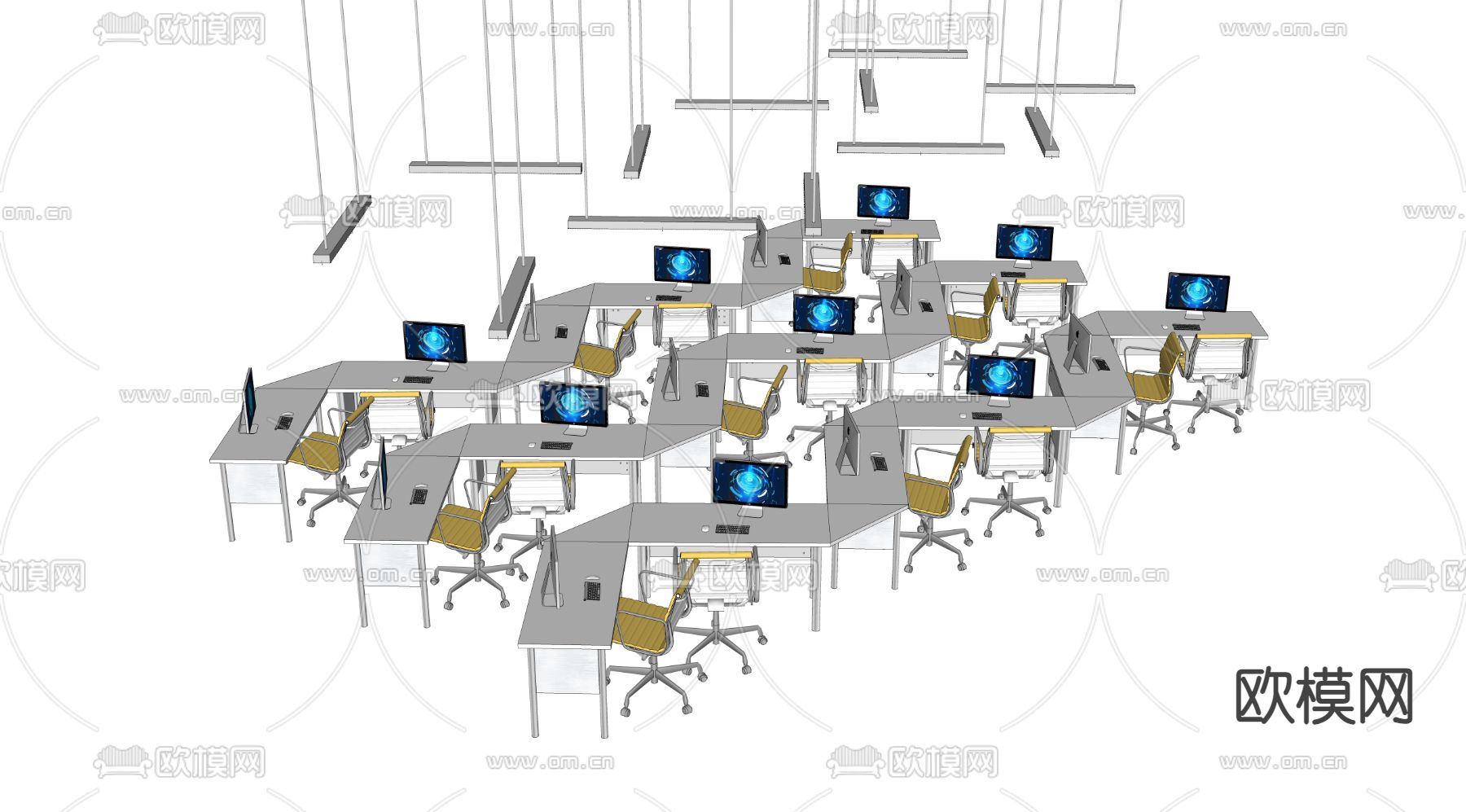 办公桌椅su模型下载（渲染图4）