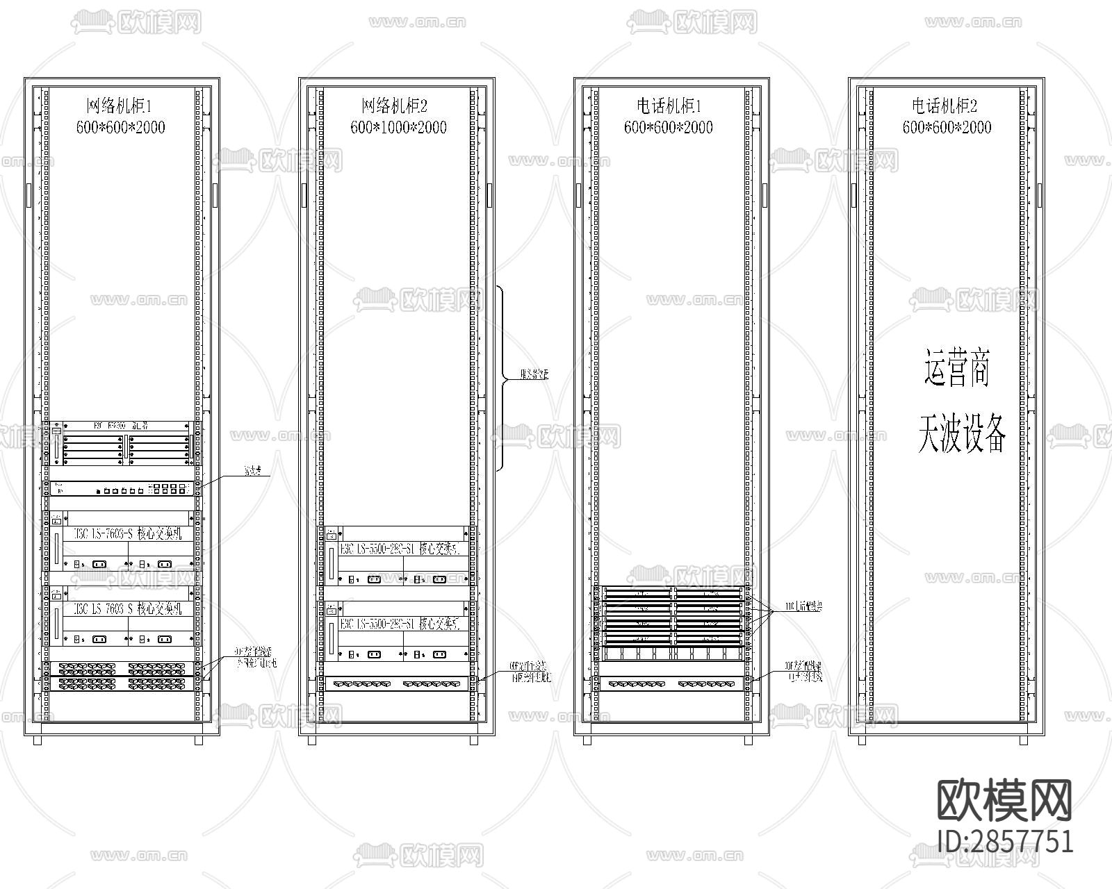 弱电机柜cad图库下载（渲染图5）