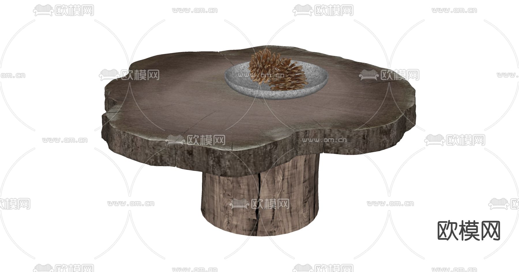 侘寂茶几su模型下载（渲染图2）