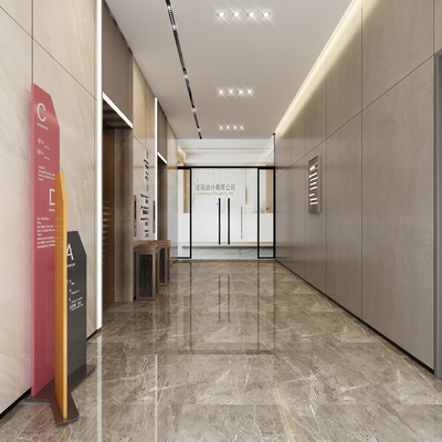  现代电梯厅su模型 