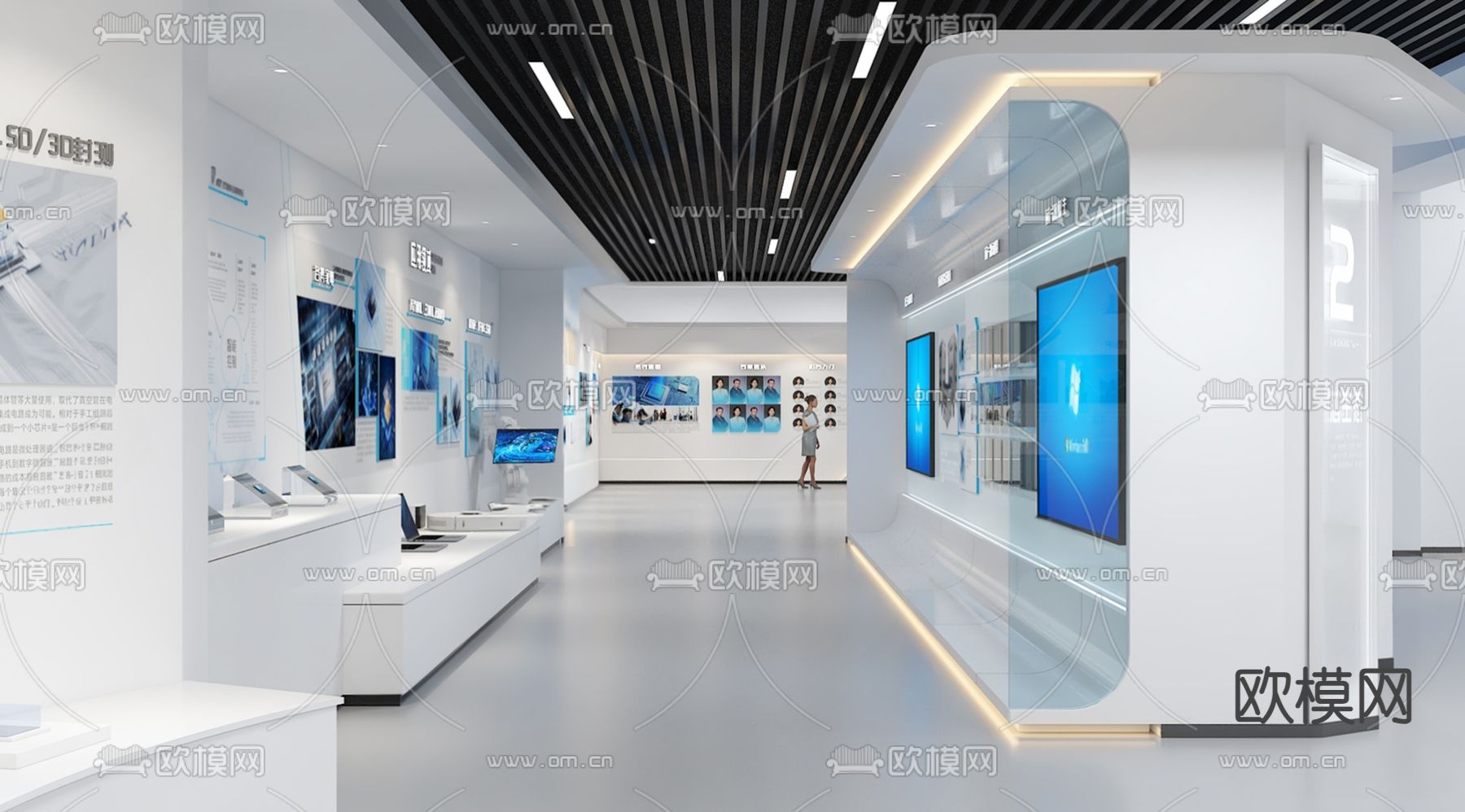 现代科技展厅su模型下载（渲染图1）