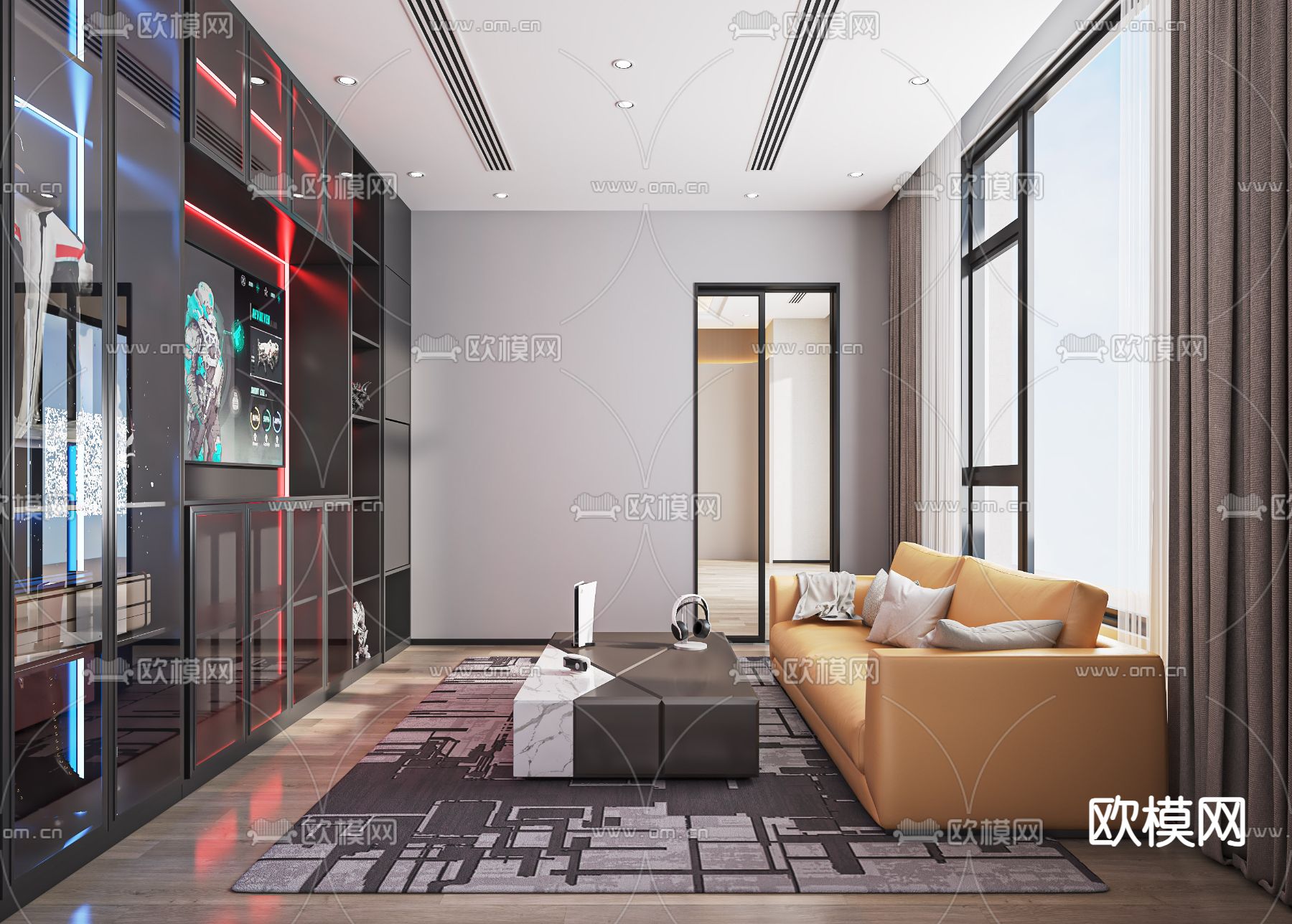 电竞室 电脑房 娱乐室3d模型下载