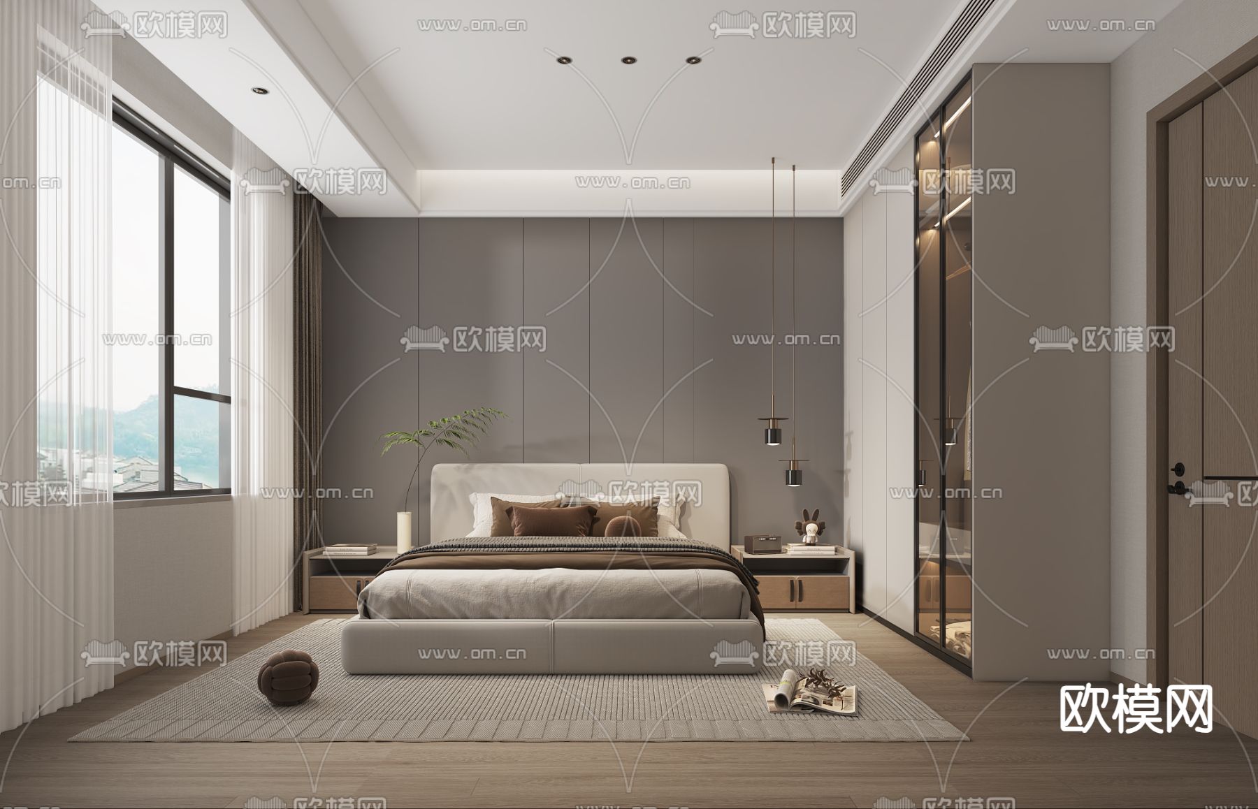 现代卧室 主卧 主人房3d模型下载
