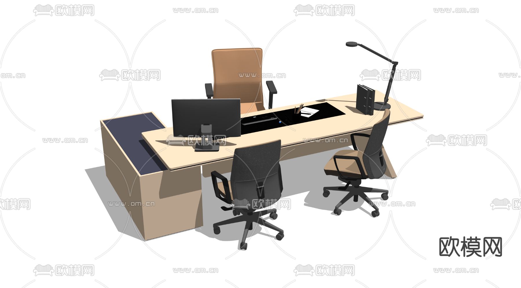 班台桌 老板桌椅su模型下载（渲染图4）