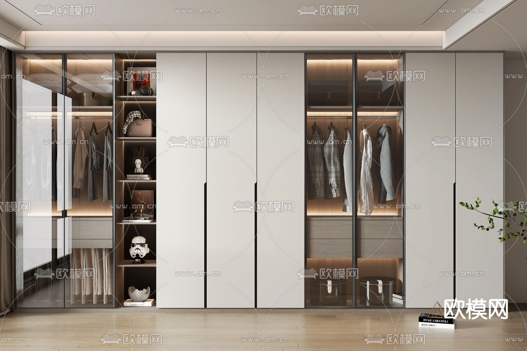 现代衣柜su模型下载（渲染图1）