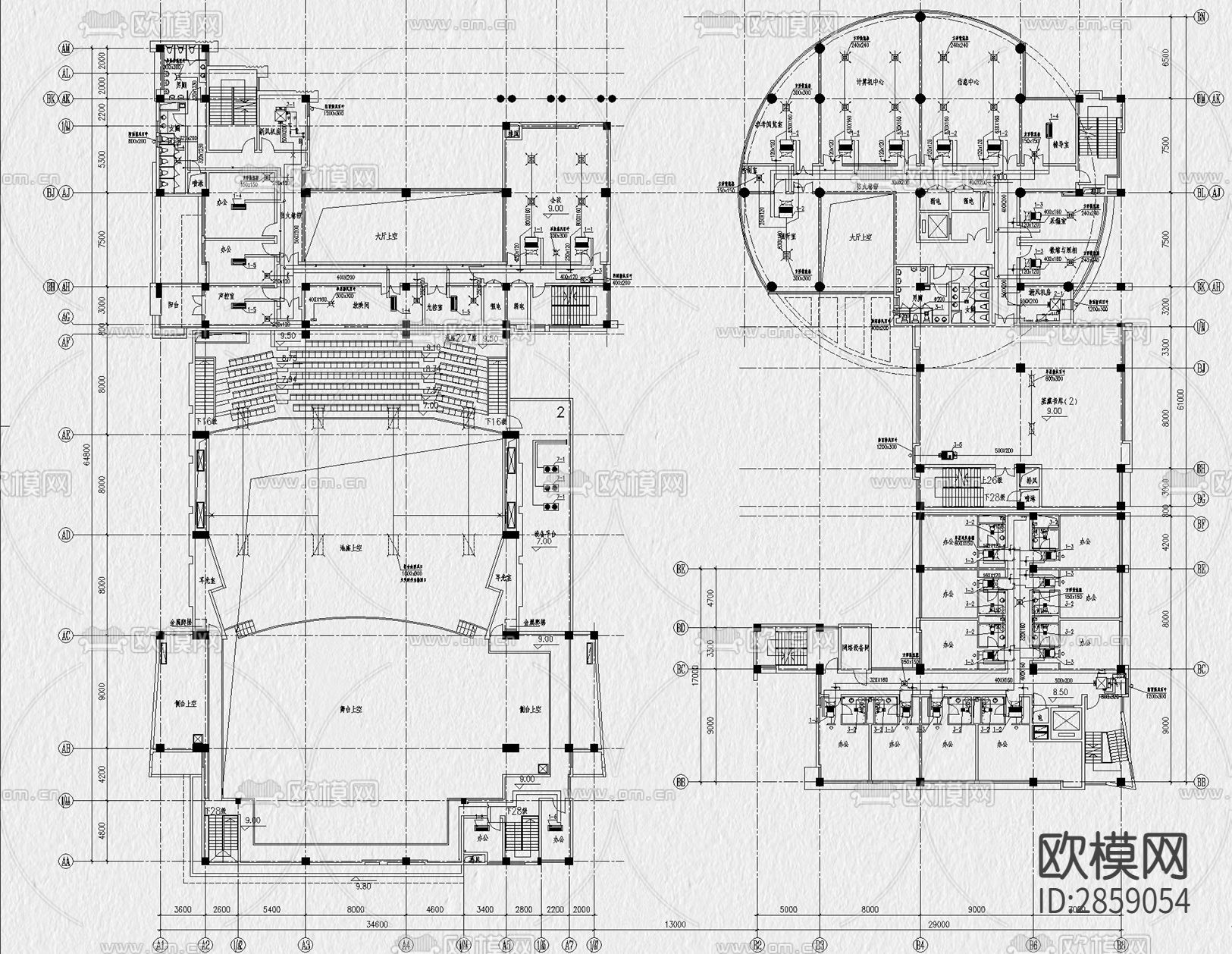 中央空调系统图cad大样图下载（渲染图3）