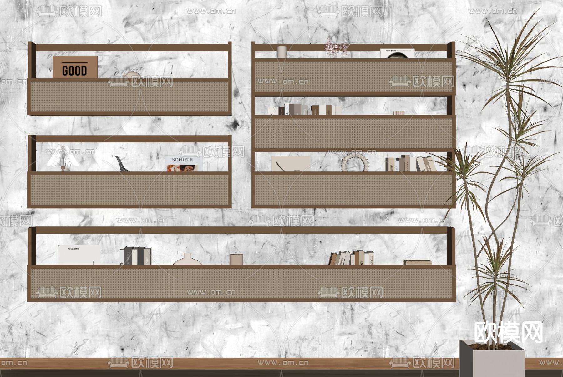 侘寂壁架 置物架su模型下载（渲染图3）