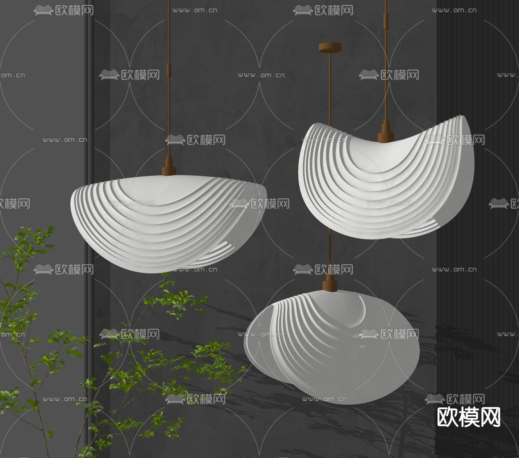 现代艺术吊灯su模型下载（渲染图2）