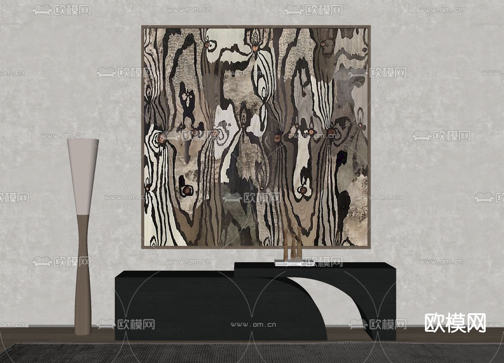 侘寂风装饰画su模型