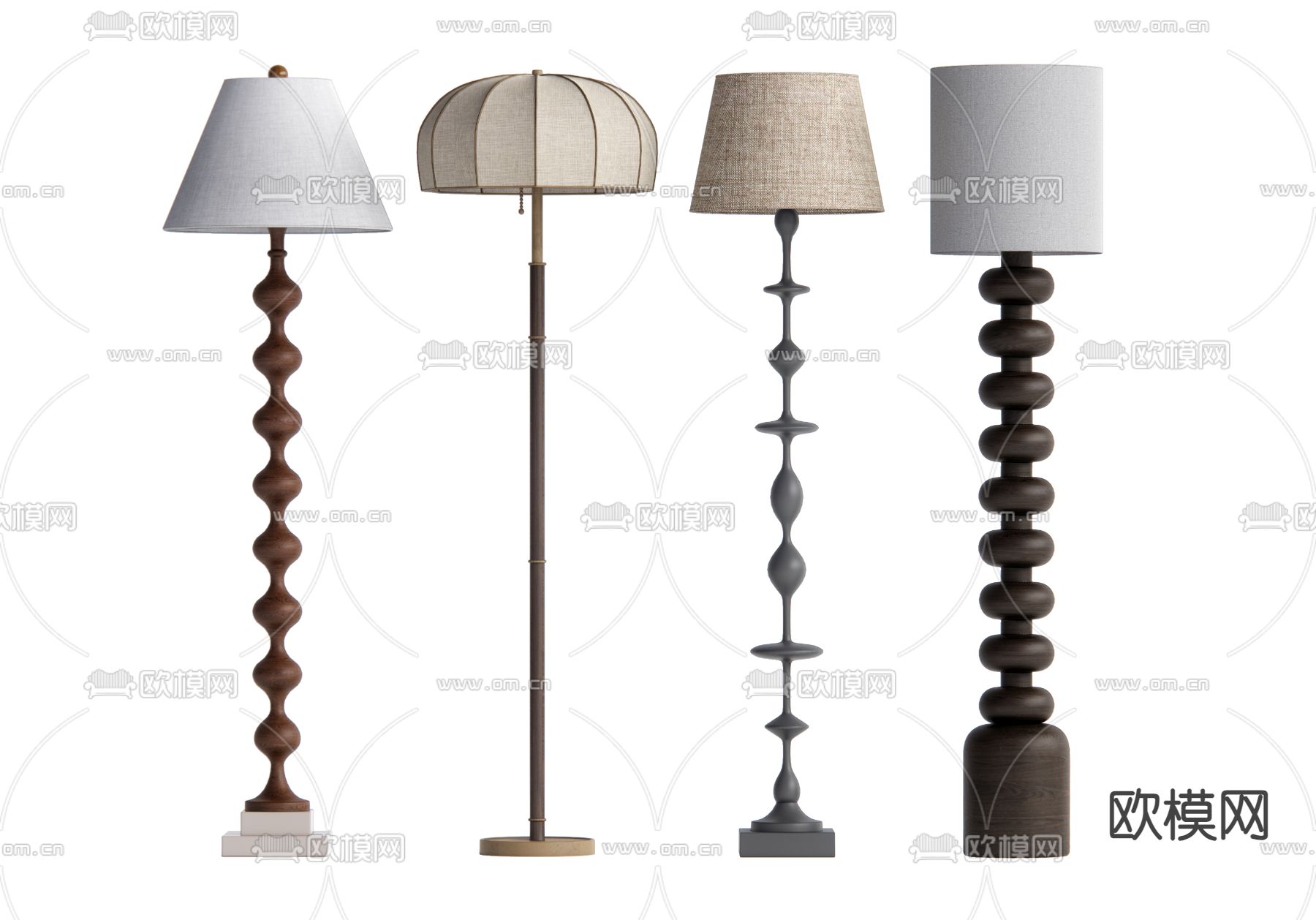 中古风落地灯su模型下载（渲染图1）