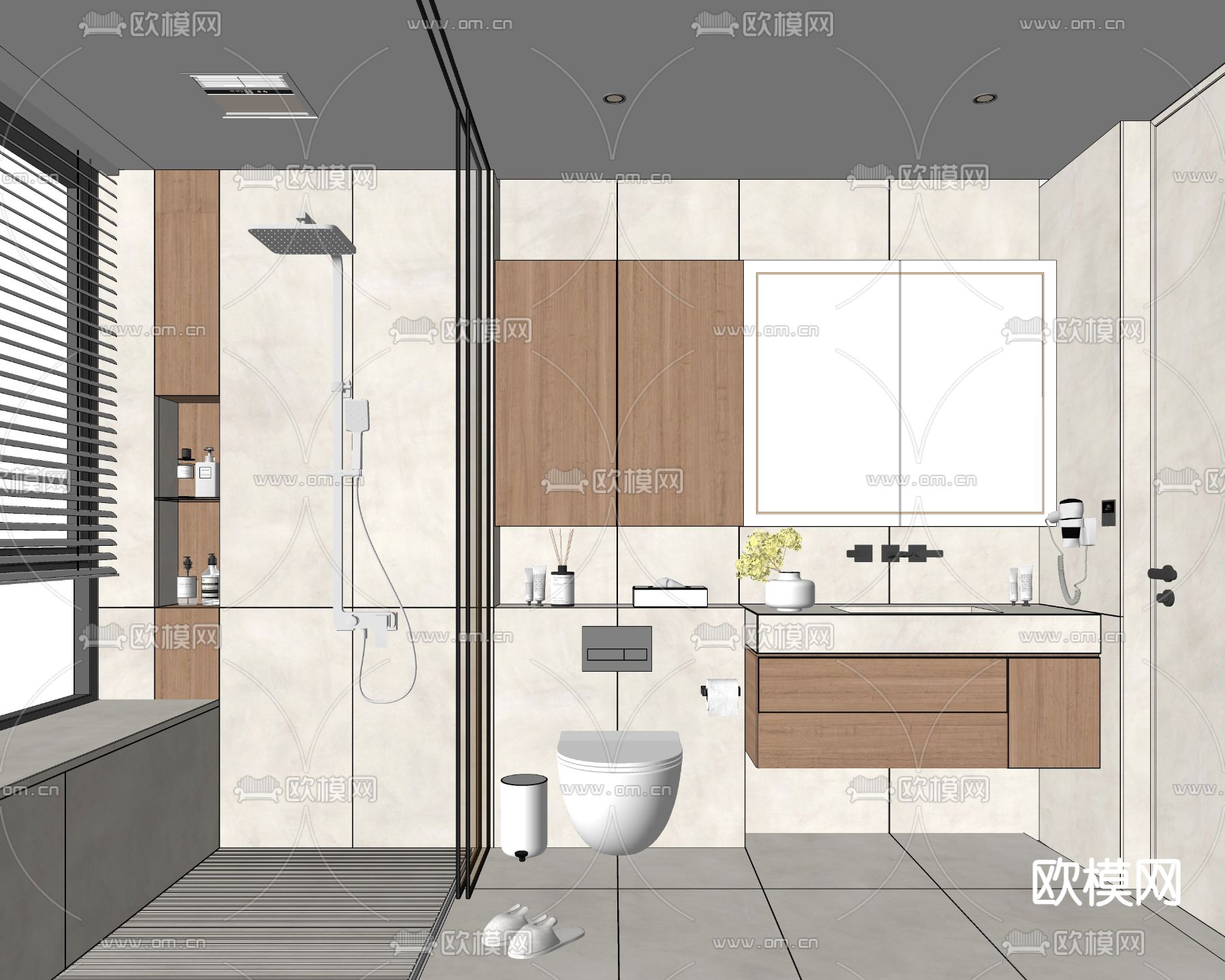 现代卫生间 浴室su模型