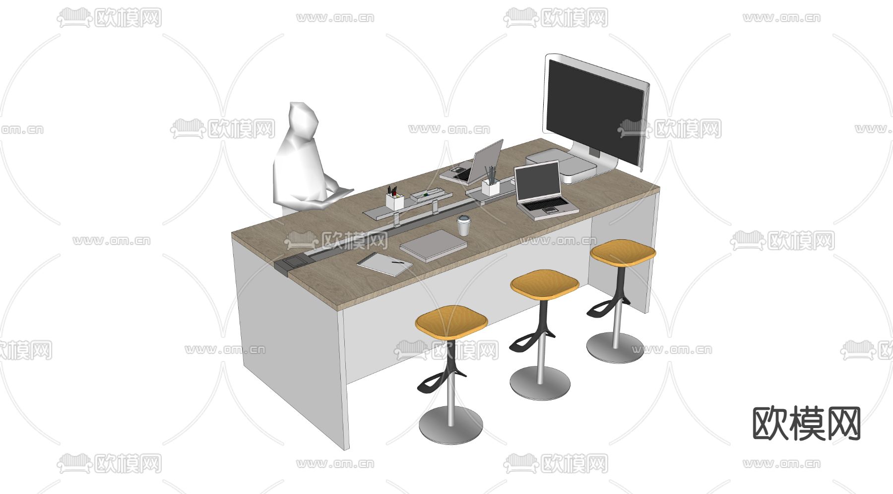 办公会议桌椅su模型下载（渲染图3）