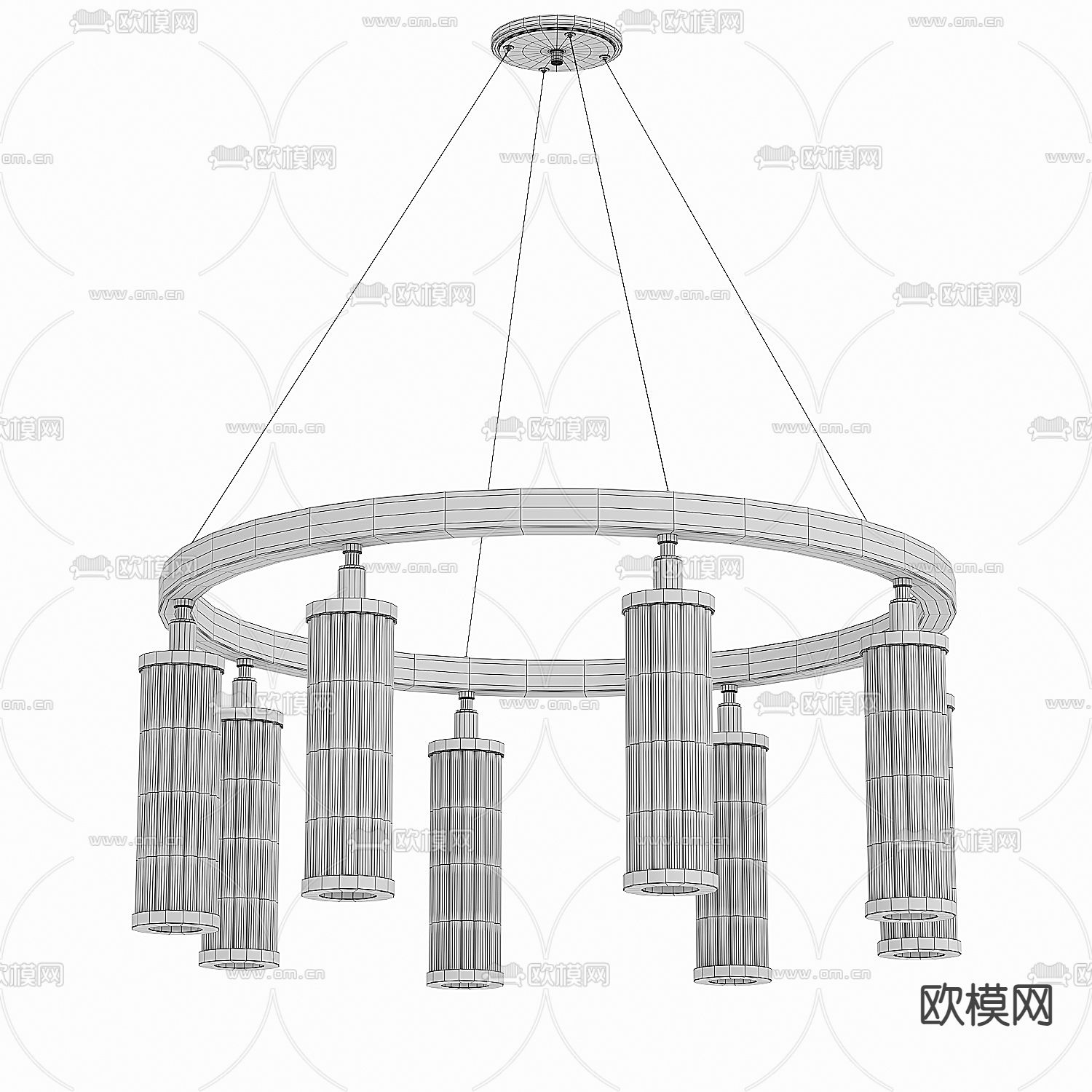 轻奢吊灯 大厅吊灯3d模型下载（渲染图4）