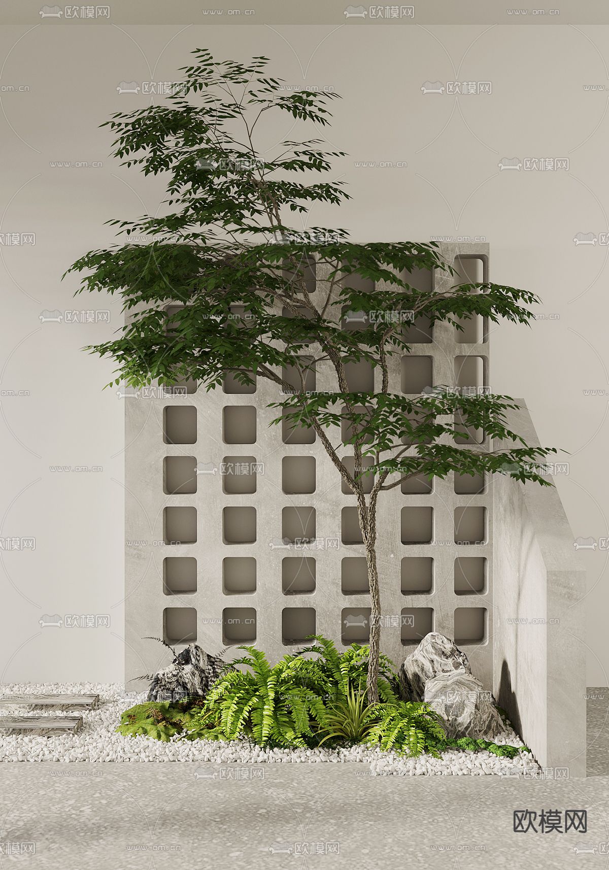 植物堆 景观小品su模型下载（渲染图1）