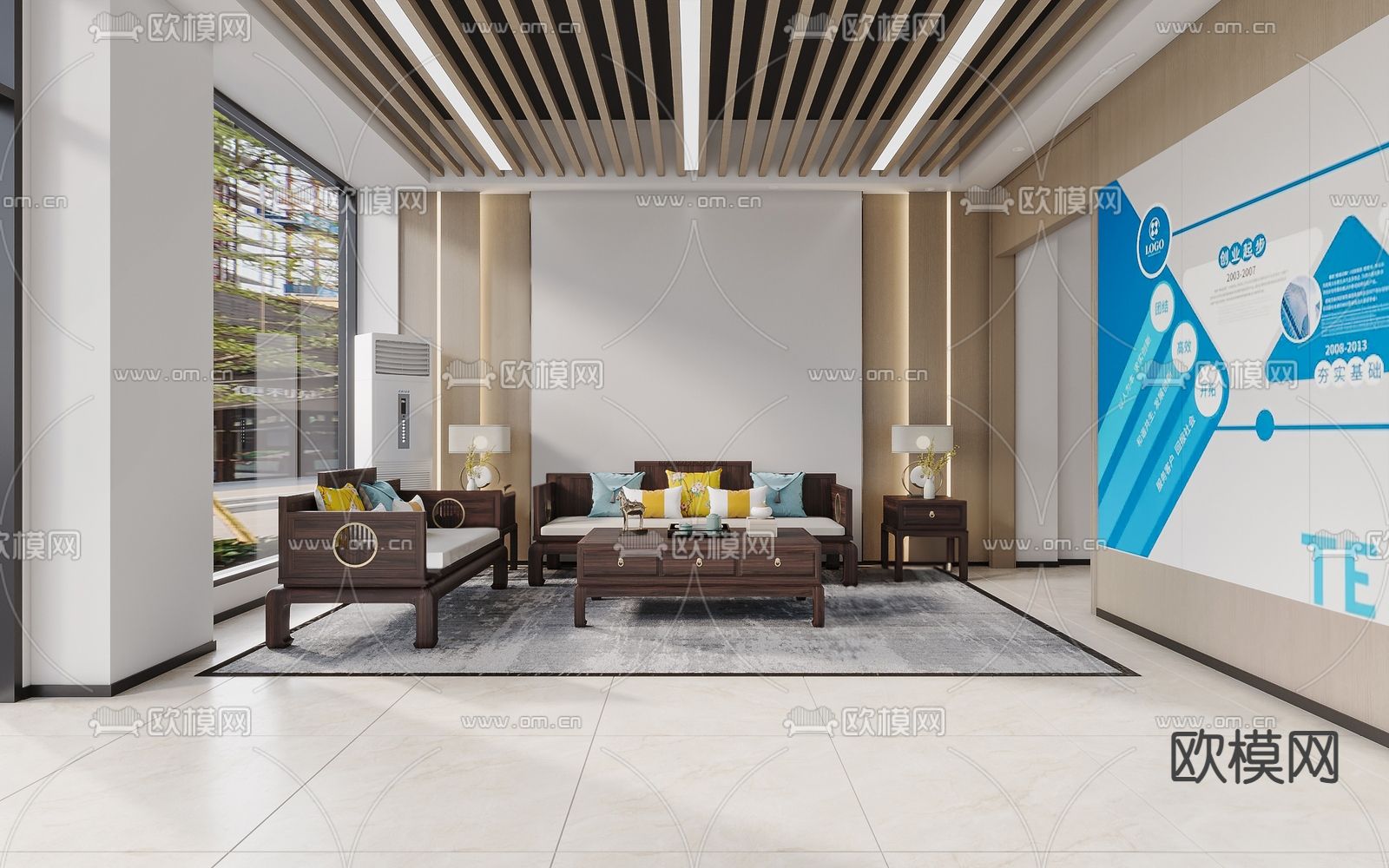 现代公司前台su模型下载（渲染图2）