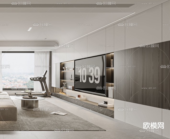 现代客厅3d模型下载(渲染图4)