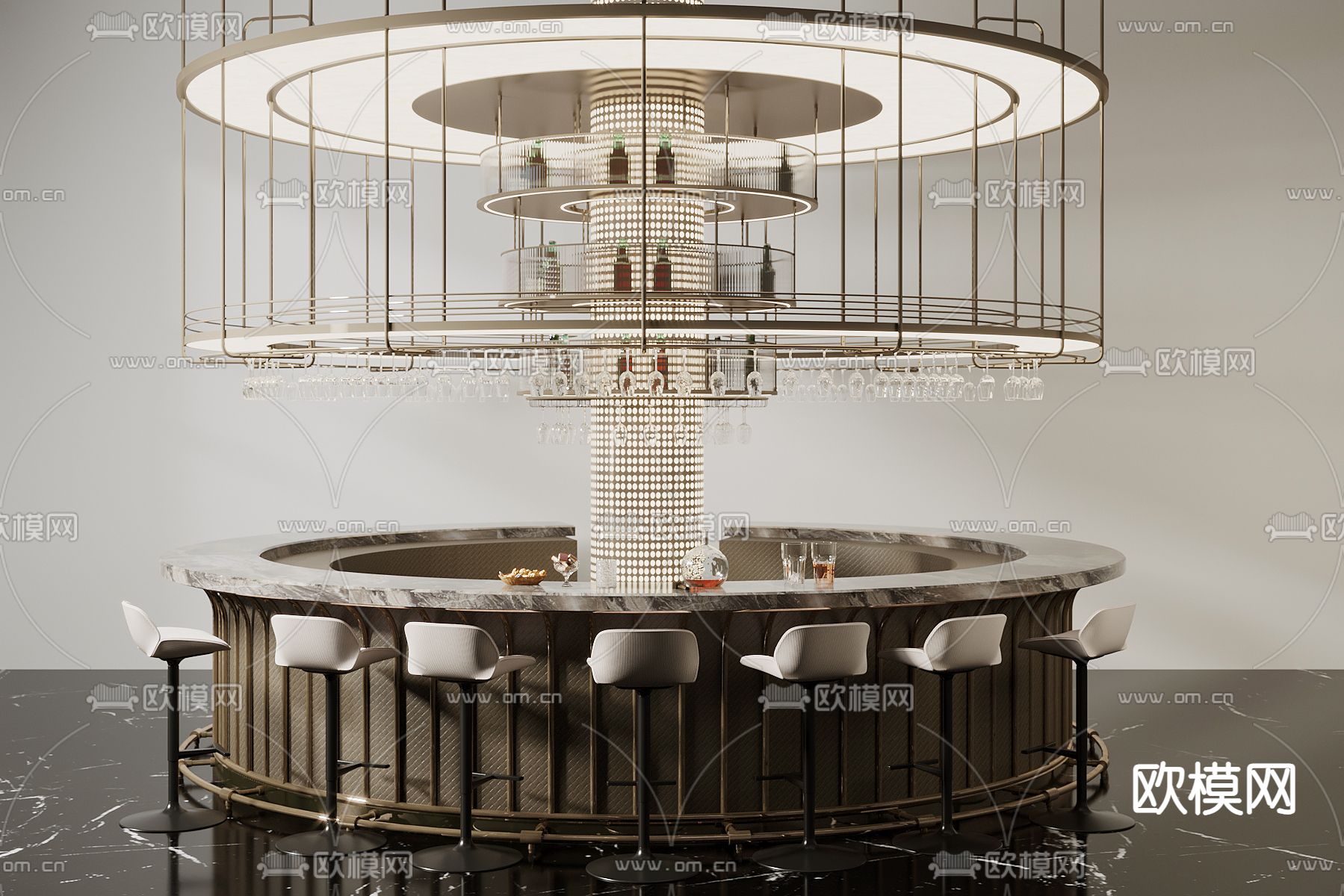 现代酒吧台su模型下载（渲染图1）