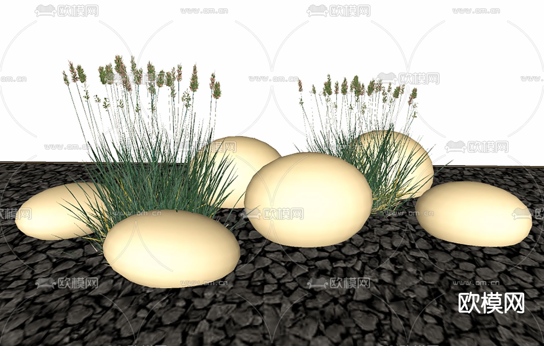 景观灯 石头灯su模型下载（渲染图2）