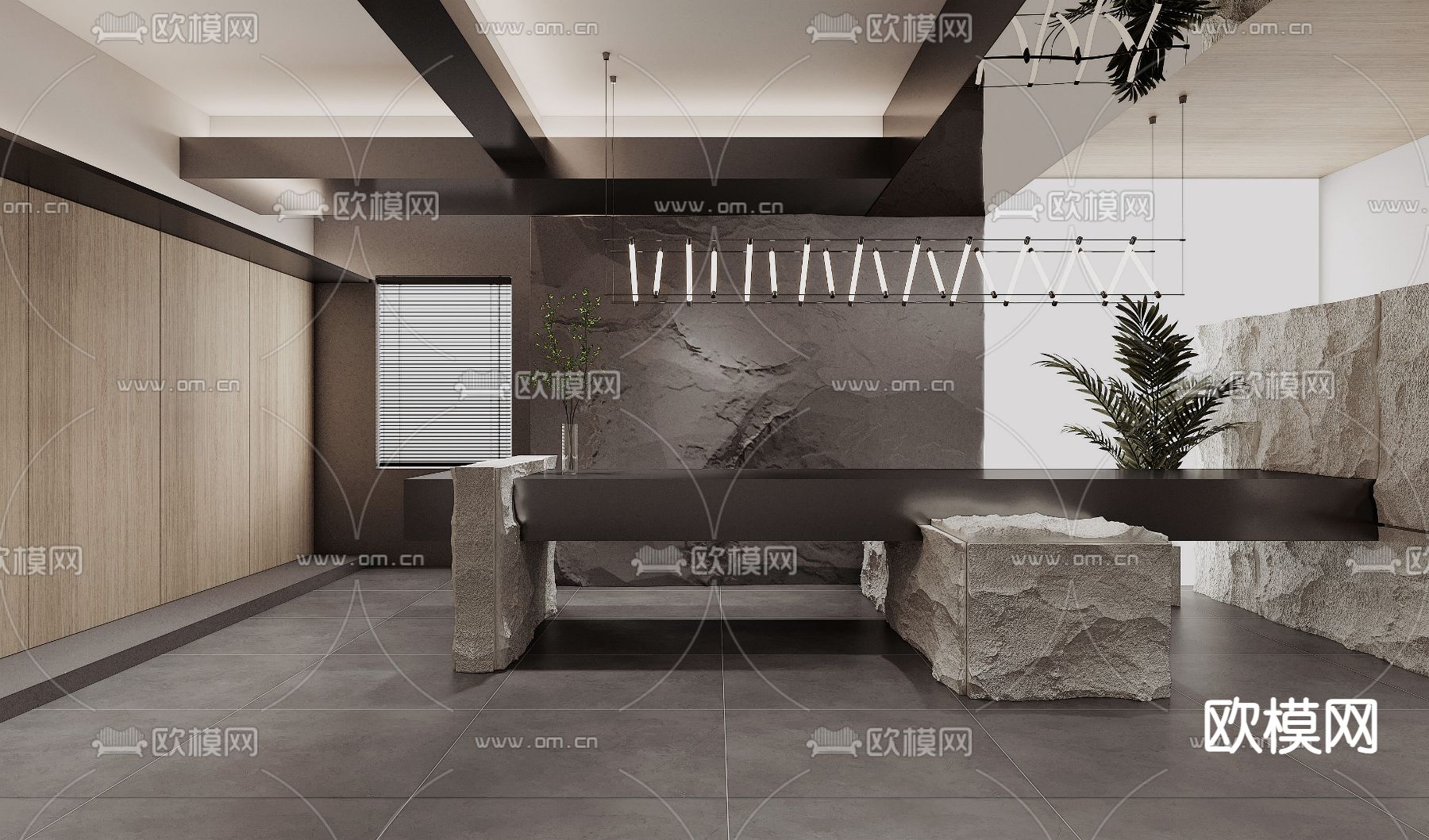 办公室前台 接待台3d模型下载