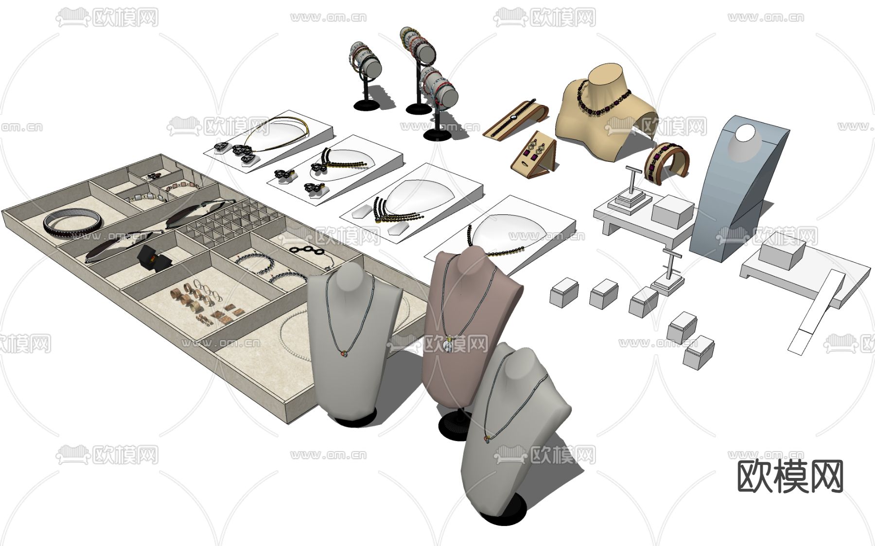 现代首饰珠宝su模型下载（渲染图2）