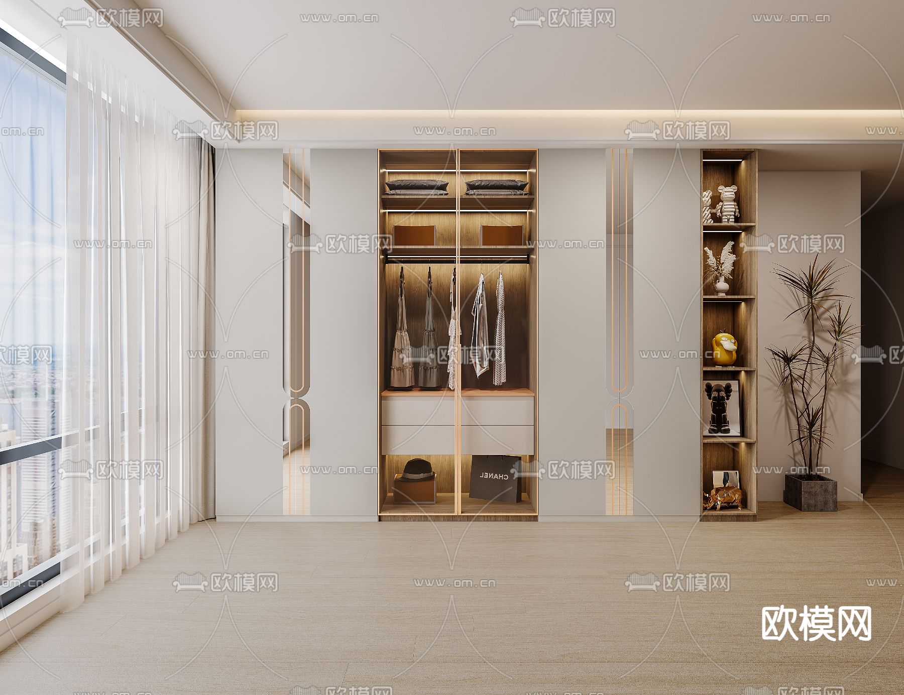 现代衣柜3d模型下载