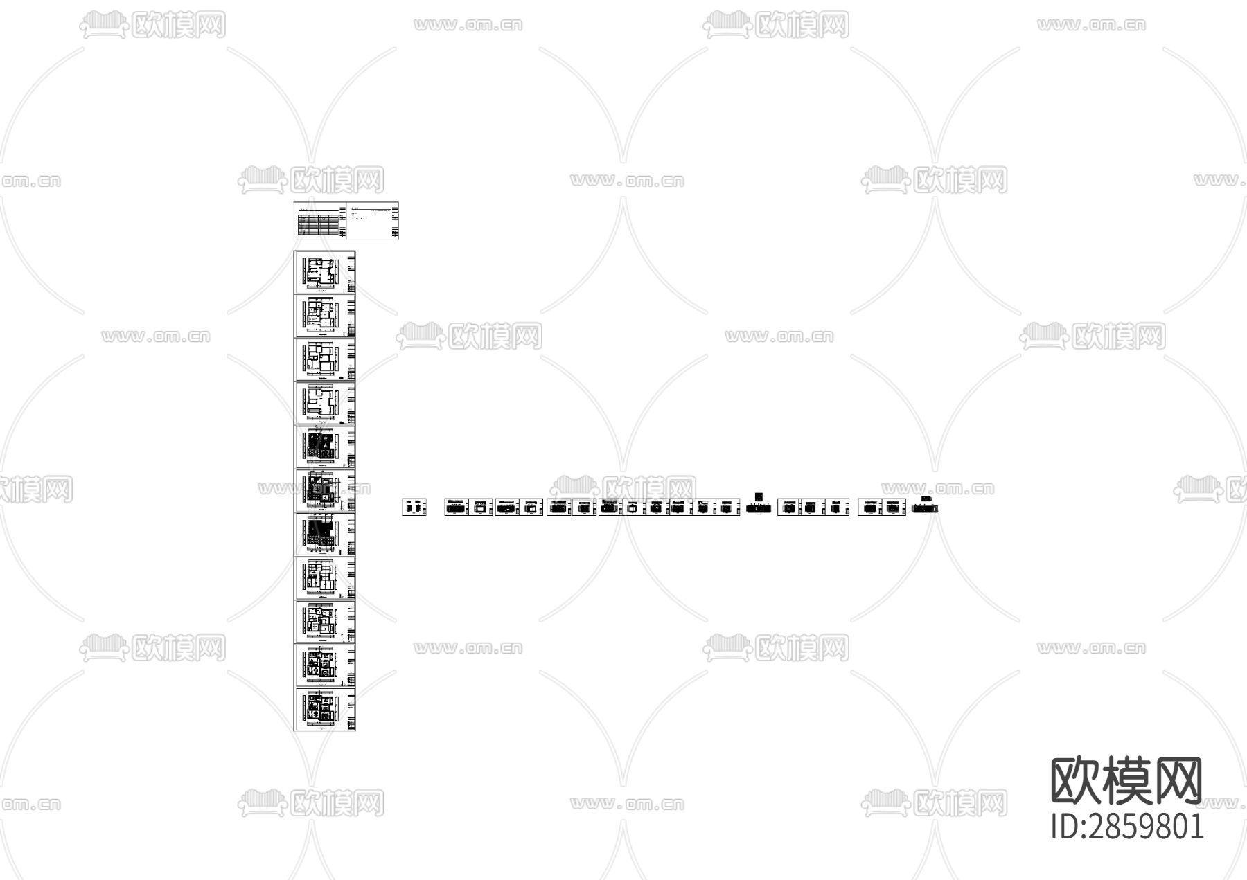 简欧风格大平层cad施工图下载（渲染图1）