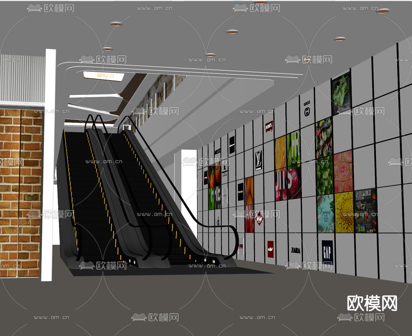 商场电梯 超市电梯su模型下载（渲染图2）