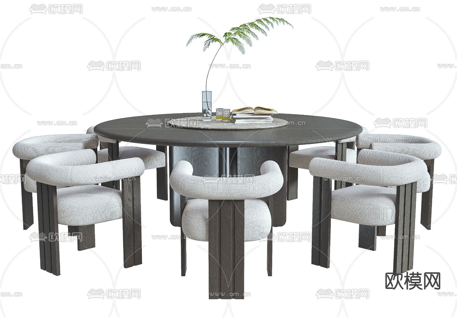 Minotti 圆形餐桌椅3d模型下载