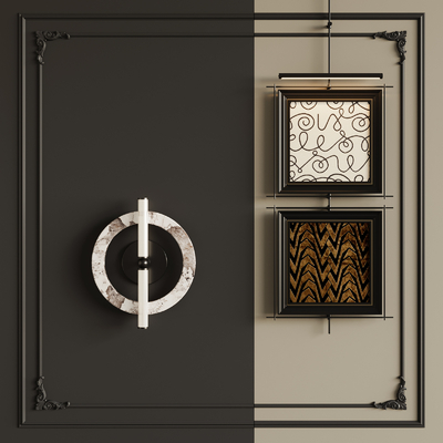  中古风装饰画su模型 