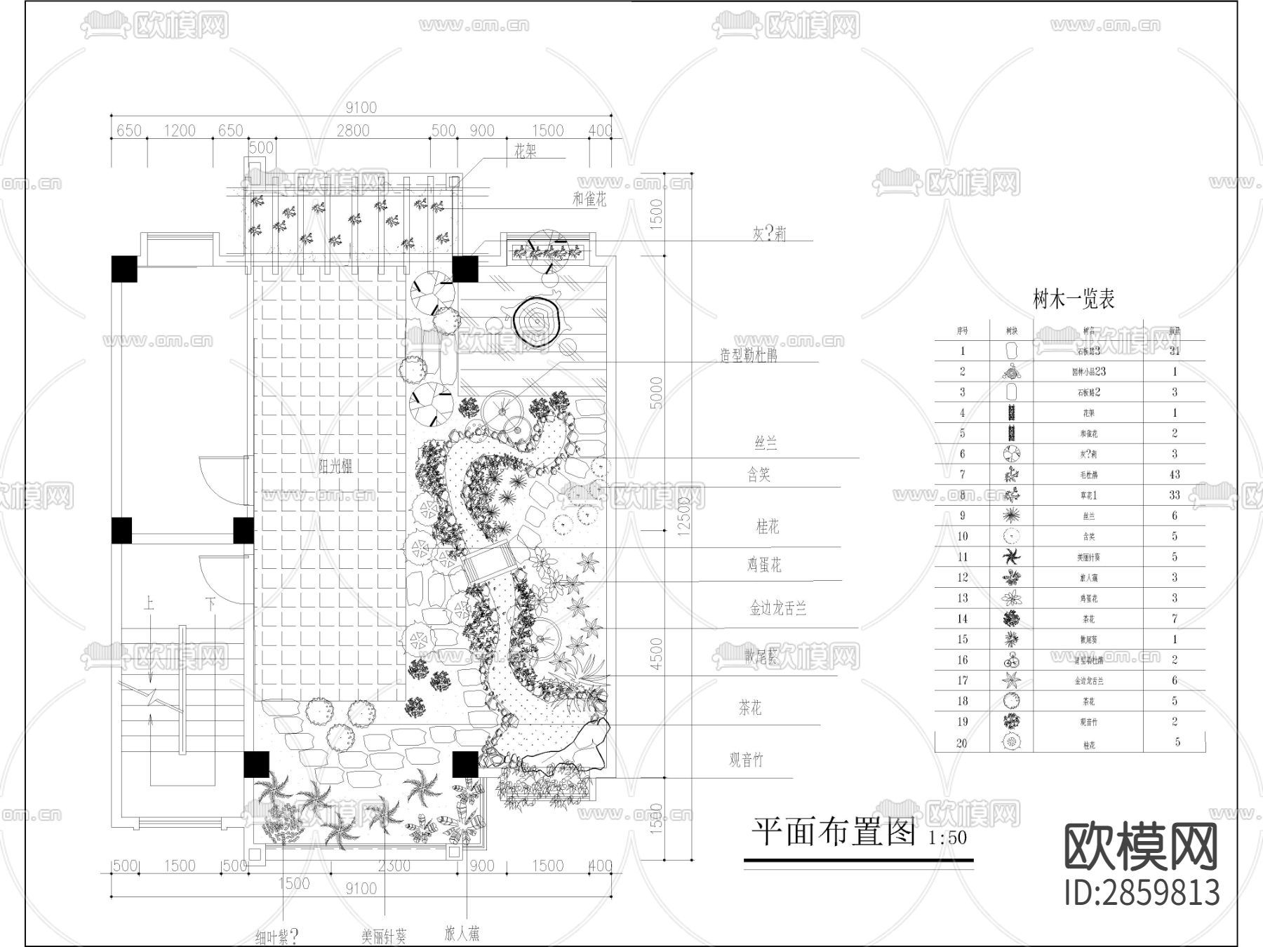 园林景观绿化cad施工图下载