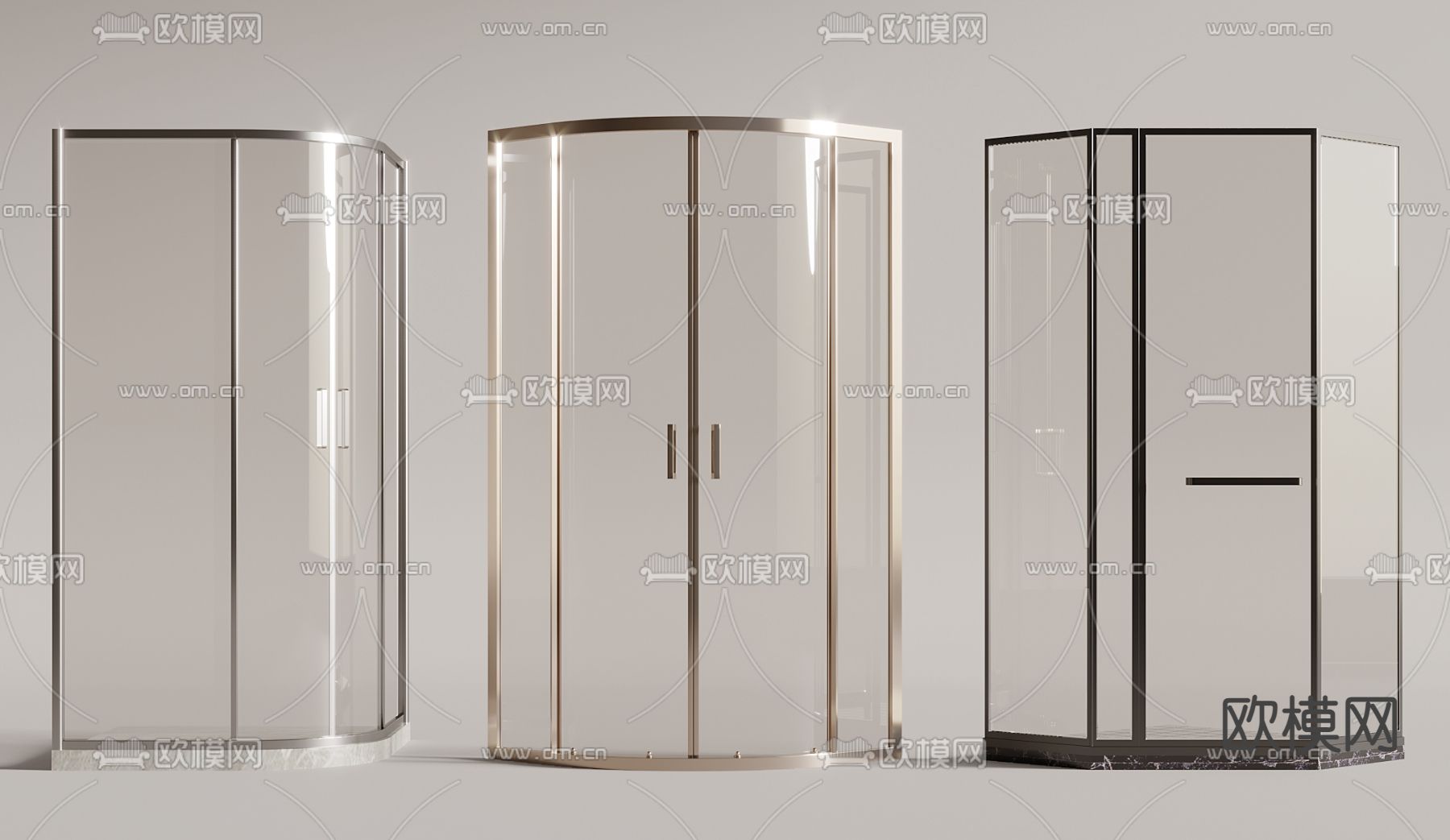 弧形淋浴房 冲凉房 淋浴隔断3d模型下载