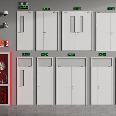  消防门 防火门 消防器材su模型 