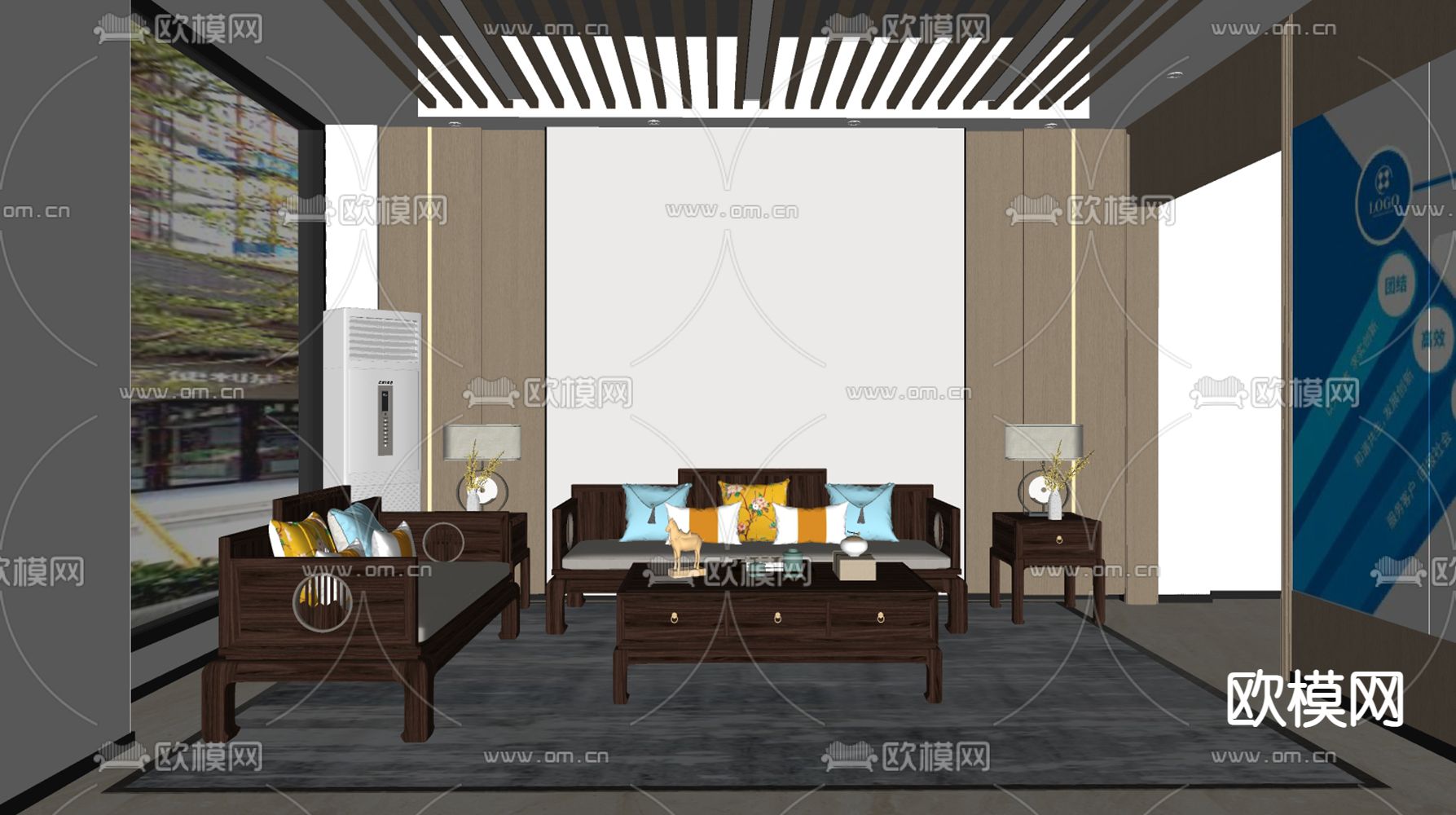 现代公司前台su模型下载（渲染图4）