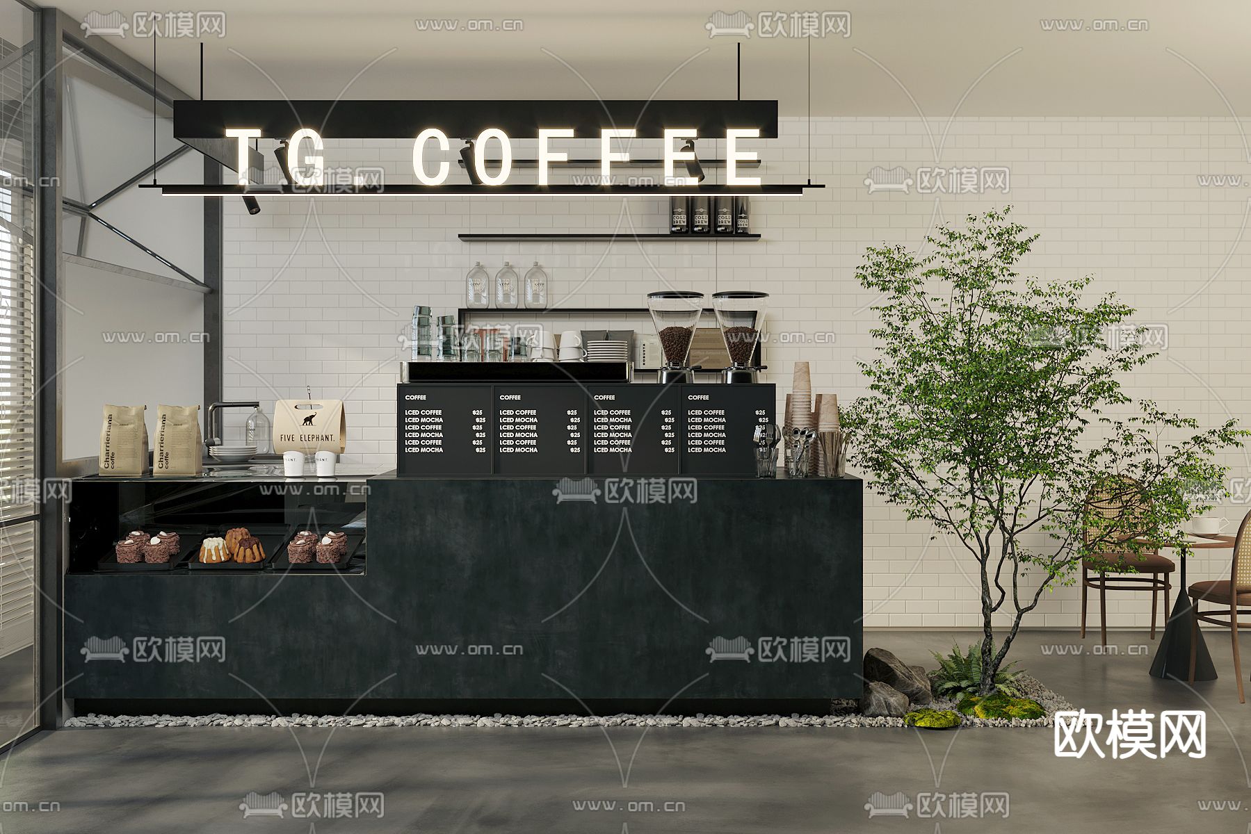 咖啡店 咖啡操作台 吧台 咖啡摆件3d模型下载